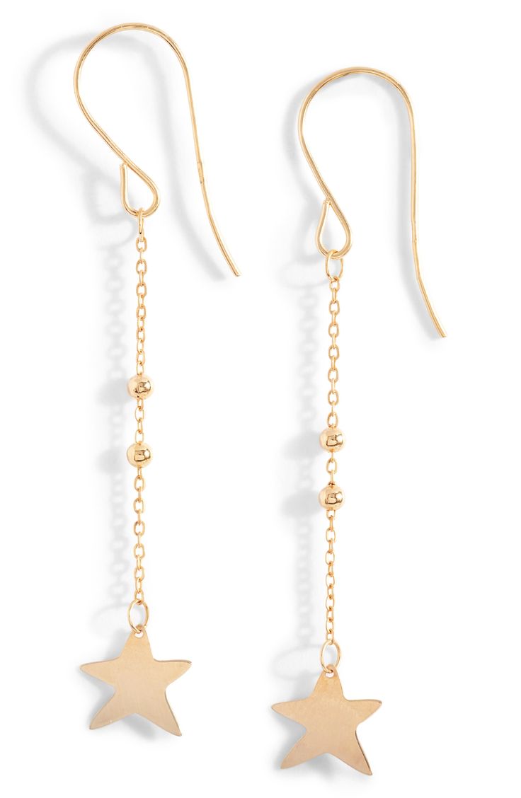 Artsy stars lend celestial shine to these dangling 14-karat-gold earrings. Style Name:Bony Levy 14K Gold Star Drop Earrings. Style Number: 5892506. Available in stores. 14k Gold Celestial Dangle Earrings, Celestial 14k Gold Dangle Earrings, Celestial Yellow Gold Dangle Earrings, Yellow Gold Star Charm Drop Earrings, Yellow Gold Drop Earrings With Star Charm, Elegant Yellow Gold Earrings With Star Charm, Star-shaped 14k Gold-filled Earrings, Gold Star Charm Earrings In 14k Gold, 14k Gold-filled Star Earrings