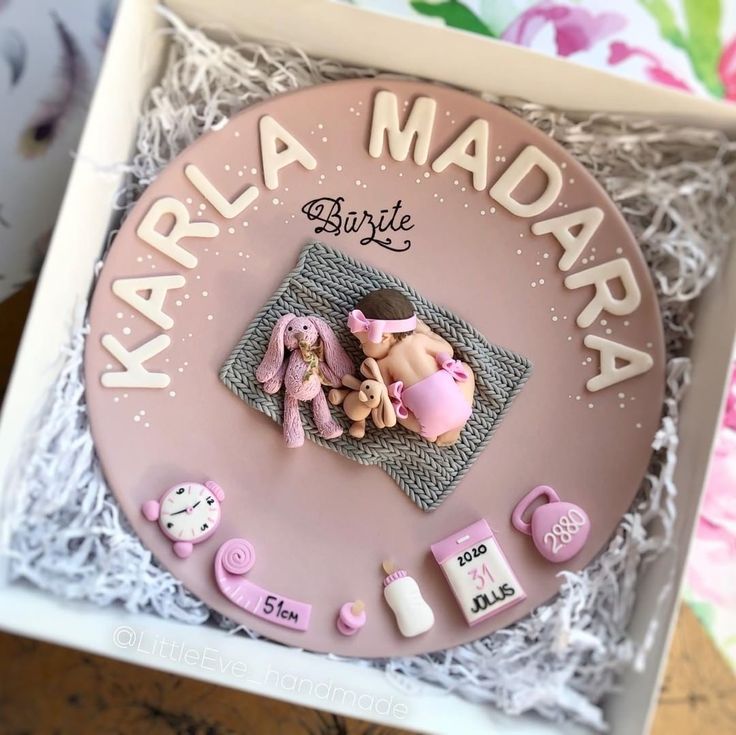 a baby shower cake in a gift box