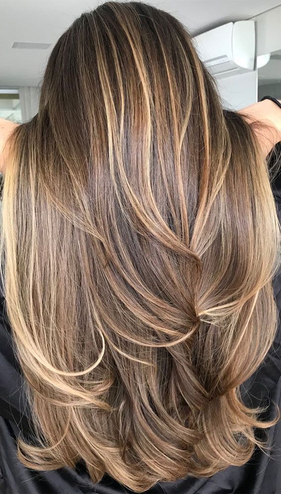 Brunette With Heavy Highlights, Hair 2024 Summer, Light Brown Hair With Caramel Highlights Honey, Full Head Highlights Dark Hair, Full Head Foils On Dark Hair, Highlights Brown Hair Balayage, Highlights For Dark Brown Hair, Rambut Brunette, Blonde Highlights On Dark Hair