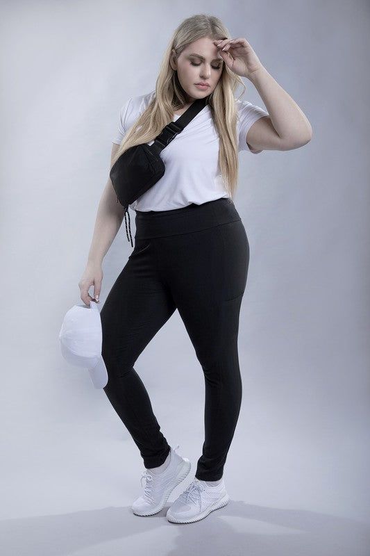 Elevate your comfort and style with our Plus Everyday Leggings with Pockets. These leggings are designed for everyday wear, providing you with a perfect blend of comfort and functionality. The addition of pockets makes them even more convenient, allowing you to carry essentials with ease. Model is wearing a 1XModel SpecsHeight: 5'8"Bust: 40G Waist: 38.5"Hips: 49"Measurement from a 1X:*Inseam: 27"Made in Cambodia Style: Casual Print / Pattern: Solid Silhouette: Legging Fit: Fitted Embellishment: Everyday Leggings, Romper And Jacket, Legging Fits, Leggings With Pockets, Usa Outfit, Cotton Leggings, Knitted Coat, Outfits With Hats, Kimono Cardigan