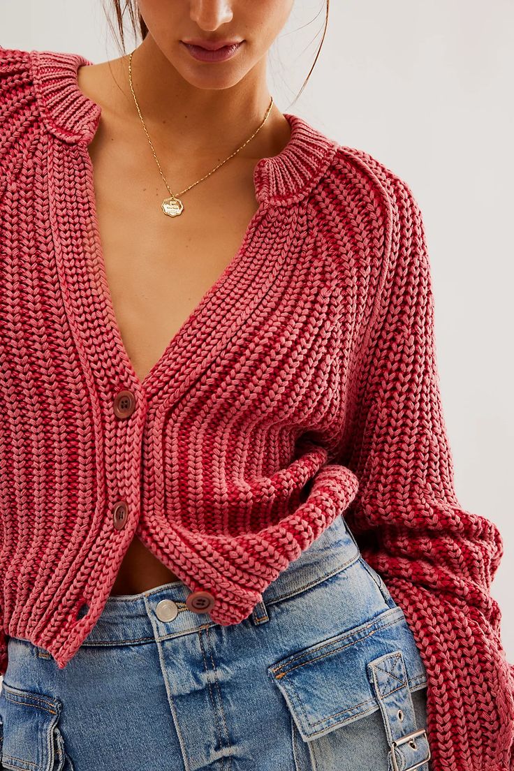 Sweet Nothing Cardi | Free People Chunky Cable Knit Cardigan, Free People Cardigan, Winter Streetwear, Fall Cardigans, Winter Fashion Outfits Casual, Sweater Collection, Sweet Nothings, Cozy Knit, Fancy Outfits