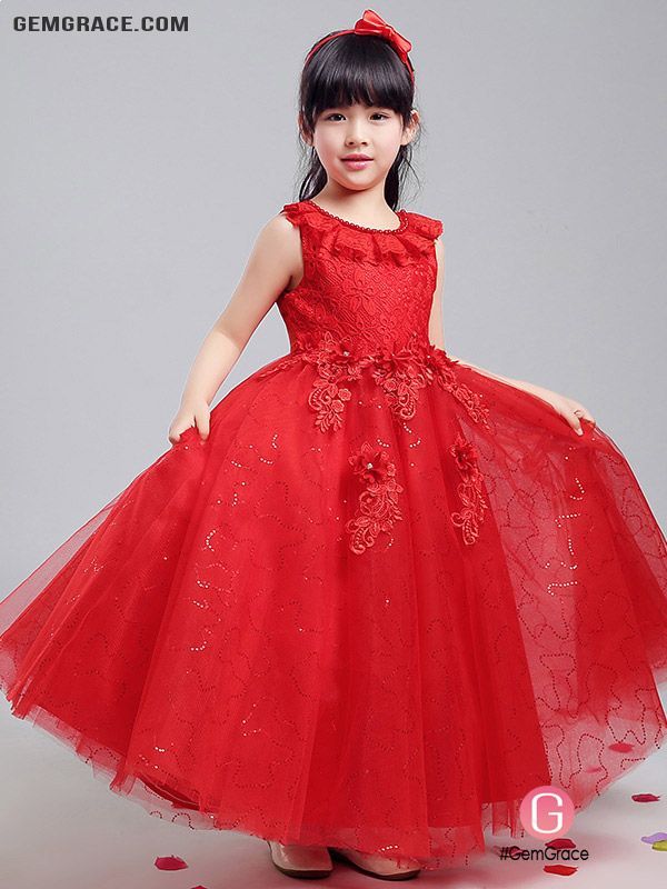 Tulle Sequined Long Red Ballroom Flower Girl Dress with Lace Bodice Red Princess Gown For Prom Season, Red Princess Gown For Prom, Princess Style Red Ball Gown For Prom Season, Red Princess Ball Gown For Prom, Red Tulle Tutu Dress For Prom, Red Tulle Pageant Dress For Prom, Red Princess Tulle Gown, Princess Style Red Ball Gown For Prom, Red Tulle Prom Pageant Dress