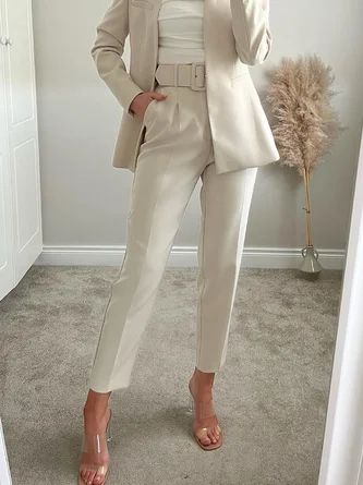 Women Plain Spring/Fall Urban Polyester Natural Daily Regular Fit Ankle Pants Regular Pants Dressy Pants Outfits For Wedding, Medical Professional Outfits, Ceo Outfit, Buisness Attire, Work Outfits Frauen, Dress Pants Outfits, Corporate Baddie, Casual Chic Outfits, Business Attire Women