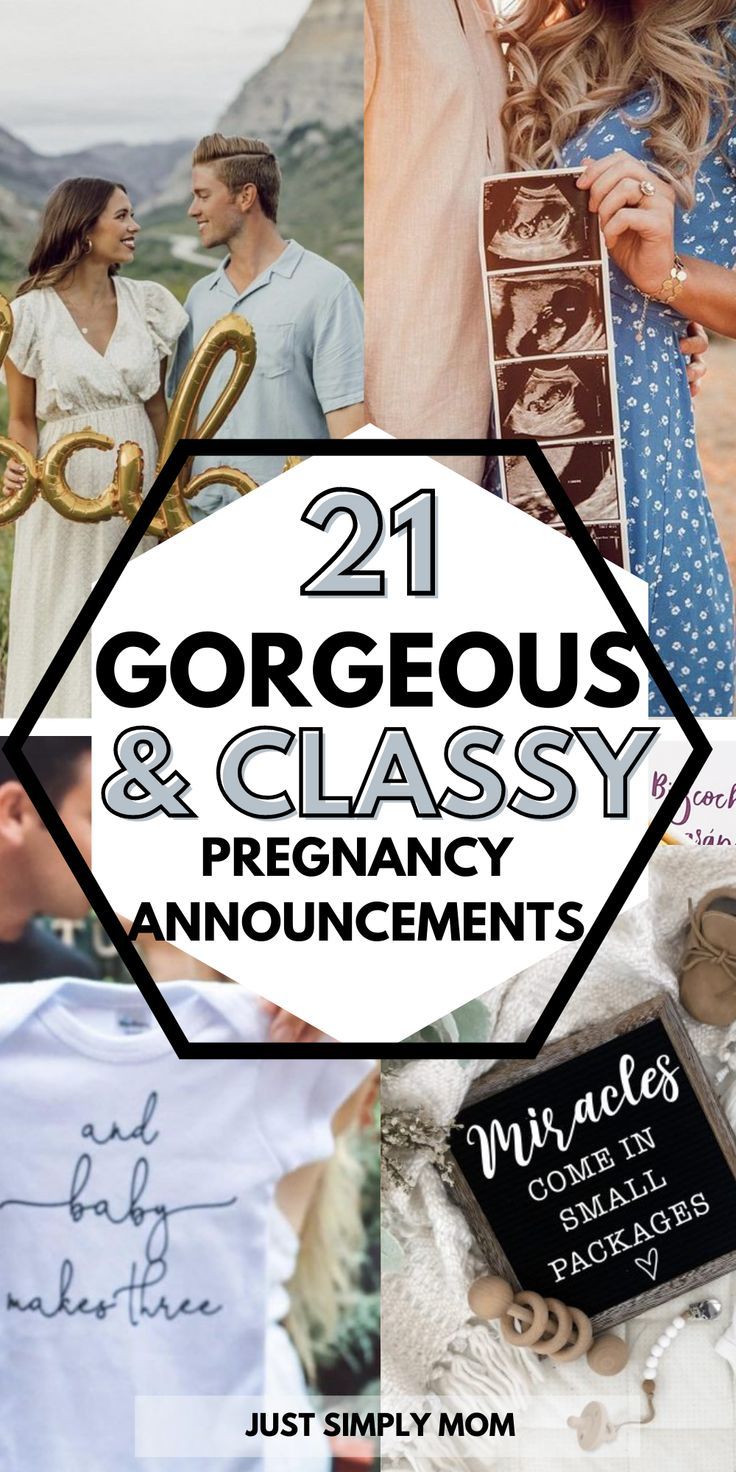 collage of photos with text that reads, 21 gorgeous and classy pregnancy announcements