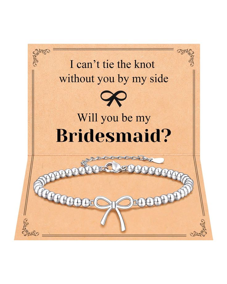 a bridesmaid bracelet with the words i can't tie the knot without you by my side