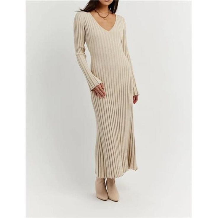 Material: High Quality Knitted Fabric To Make This Trendy Fall Sweater Dress For Women. Cozy, Breathable, Lightweight And Comfortable To Skin. Features: Long Sleeve Maxi Dress, Knit Maxi Dresses, Sweater Long Dress, Pleated Ribbed Dress, Cream Sweater Dress, Crew Neck Dress, V Neck Knitted Maxi Dress, Slim Fitted Sweaters Dress, Fall Winter Solid Bodycon Dress For Women. Occasions: This Woman Knit Ribbed Long Sleeve Bodycon Dress For Casual, Daily, Home, Party, Clubwear, Shopping, Dates, Work, V Minimalistic Dress, Cream Sweater Dress, Cream Midi Dress, Fall Sweater Dress, Beige Long Sleeve, Long Sleeve Ruffle Dress, Dress Knit, Ribbed Dress, Ribbed Knit Dress