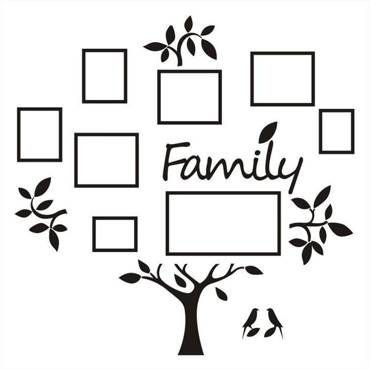 family tree with frames and birds on it