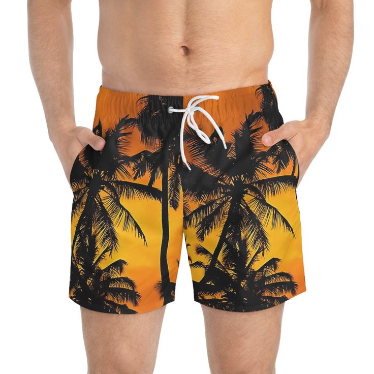 Nothing can swoosh down the summer heat like a dive into the sea - or into the nearest pool. These personalized swim trunks are here to take on your exclusive designs and most playful patterns. With an all-over-print capability accompanied by vivid colors, these swim trunks help you conquer the summer season in custom style.  .: Material: 100% polyester .: Mesh-lined side pockets .: Extra light fabric (3.54 oz/yd² (120 g/m .: Fast-dry fabric .: Mesh basket lining  .: Printed care label inside .: Drawstring waist Summer Swim Trunks For Vacation Pool, Summer Vacation Swim Trunks For Pool, Summer Swim Trunks For Vacation Swimming, Hawaiian Style Swimming Shorts For Summer, Beachwear Swim Trunks For Vacation Poolside, Summer Swim Trunks For Warm Weather Swimming, Summer Swim Trunks For Warm Weather, Beachy Swim Trunks For Pool Vacation, Short Swimwear For Beach Party Vacation