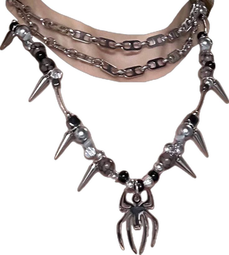 Alternative Halloween Necklaces For Concerts, Alternative Necklaces For Halloween Concert, Edgy Halloween Streetwear Necklaces, Edgy Halloween Streetwear Necklace, Emo Style Jewelry With Adjustable Chain For Concerts, Silver Halloween Concert Jewelry, Alternative Halloween Jewelry With Adjustable Chain, Silver Jewelry For Halloween Concert, Grunge Style Jewelry With Adjustable Chain For Concerts