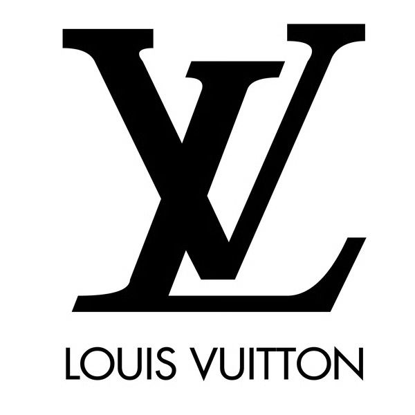 the louis vuitton logo is shown in black and white on a white background