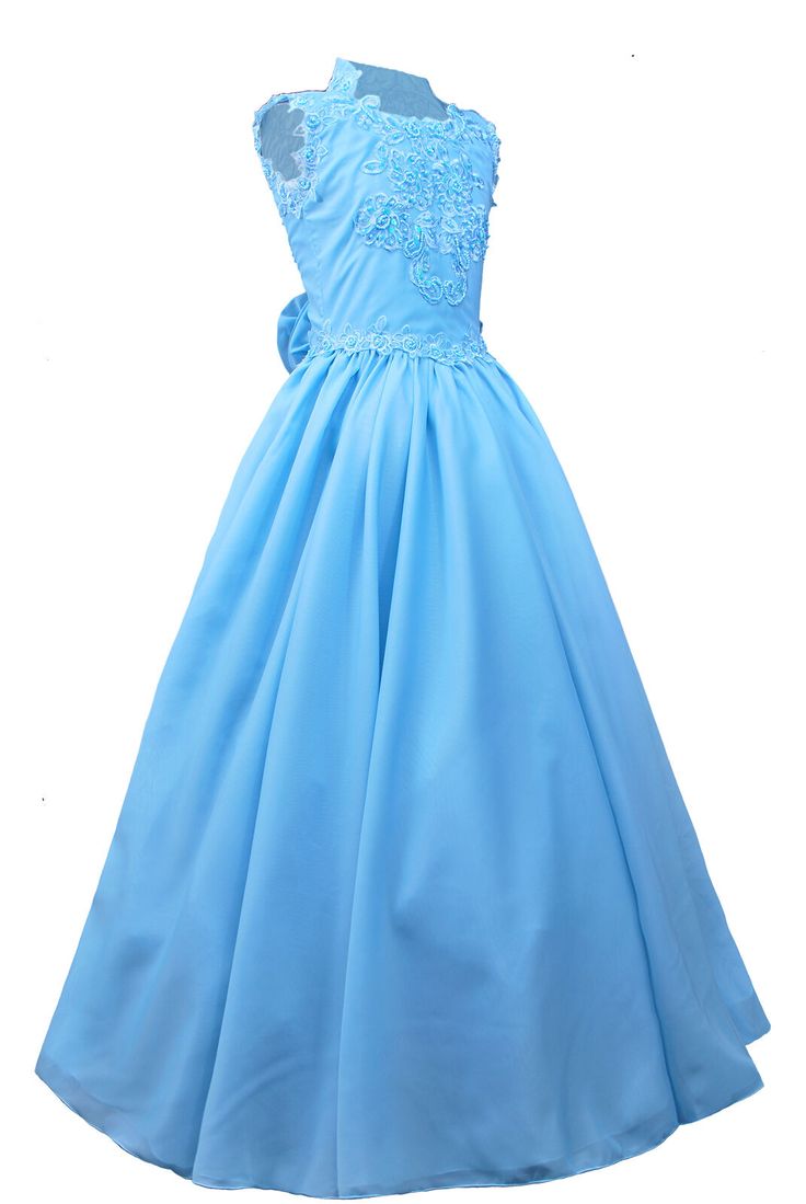 Great Choice for Your Girl's Special Day!!! This long dress is so gorgeous and beautiful. It makes your daughter very outstanding among the others. It consists of three layers of skirt. The inner layer is made out taffeta with mesh for an additional fullness, the middle layer is made out of fine taffeta, and the outer layer is made out of chiffon. All three layers edges are sewed by a technical way to make a wave look. The bodice portion is decorated by elegant embroidered motifs with pearls and Blue Princess Dress With Fitted Bodice, Blue Ball Gown Princess Dress For Debutante Ball, Blue Princess Dress For Debutante Ball, Blue Princess Dress With Fitted Bodice For Debutante Ball, Blue Ball Gown With Fitted Bodice For Pageant, Blue Ball Gown With Fitted Bodice For Pageants, Light Blue Princess Ball Gown, Light Blue Princess Style Ball Gown, Princess Style Light Blue Ball Gown