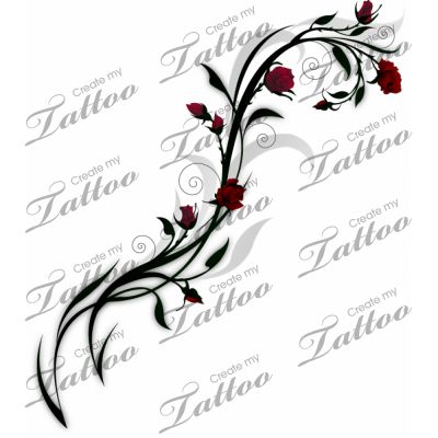 the tattoo app is open and showing an image of red roses on white paper with black lettering