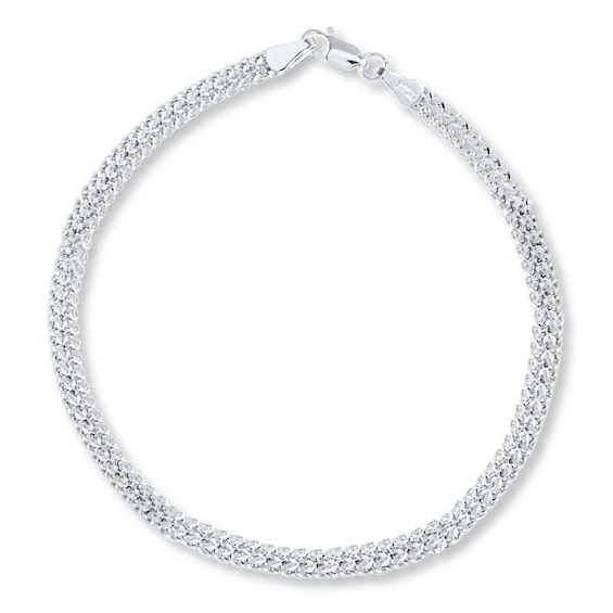 Intricate links of 14K white gold create this elegant bismark chain bracelet. The 7.5-inch bracelet secures with a lobster clasp. Elegant Silver Charm Bracelet With Curb Chain, Elegant Cuban Link Bracelet With Lobster Clasp, White Gold Link Charm Bracelet With Jubilee Design, White Gold Jubilee Link Charm Bracelet, Elegant Silver Diamond Bracelet With Curb Chain, Elegant Silver Cuban Link Bracelet With Lobster Clasp, Elegant Silver Diamond Curb Chain Bracelet, Classic Silver Wheat Chain Bracelet, Elegant Sterling Silver Wheat Chain Bracelet