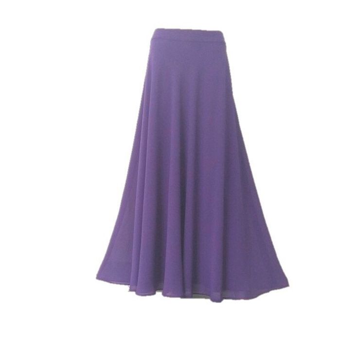 "It is made from soft and good quality Chiffon fabric. This is made to order in your measurements. Skirt length: 38\" .It can be made longer or shorter. It is made with a zipper. You can choose other color from the color chart. When you order please give me your measurements: 1: The length of skirt from the top of the waistline to bottom hem . 2: Waist ( where you want the waistline to be) . 3: Hips ( around the fullest part) 4: And your color choice. Tailoring time: 1-2 weeks before shipping. C Flowy Purple Maxi Skirt For Party, Purple Flowy Maxi Skirt For Party, Purple Party Maxi Skirt, Purple Flared Maxi Skirt For Party, Stretch Flared Maxi Skirt With Gathered Details, Elegant Full Skirt In Purple, Purple Flowy Party Skirt, Elegant Purple Full Skirt Bottoms, Elegant Full Purple Skirt