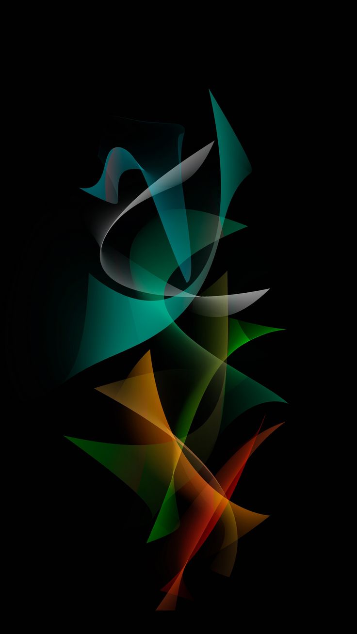 an abstract background with different colors and shapes on black, red, green, yellow, orange