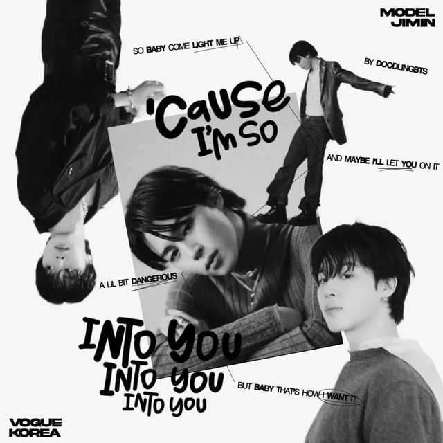 an advertisement for the movie'cause i'm so into you'featuring young men in black and white