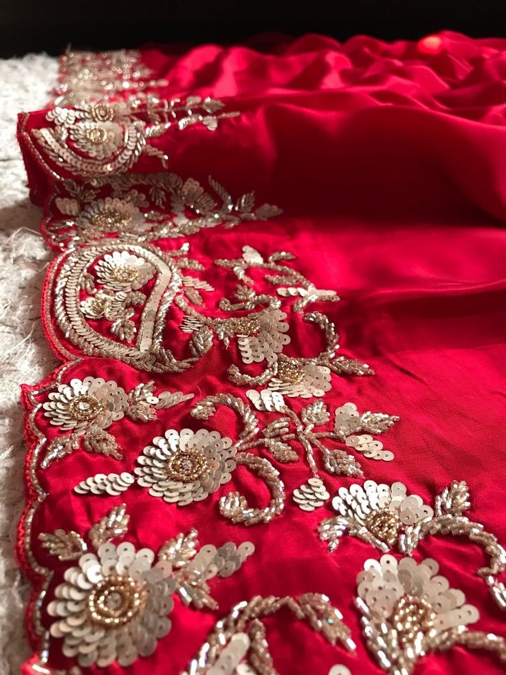 Designer Premium Pure Crepe Silk drapes of luxury embellished with zardozi handwork & running handwork bp  prebooking 15 days approximately Bridal Saree Indian, Fancy Dress Material, Silk Kurti Designs, Silk Drapes, Gold Work Embroidery, Neck Pieces Jewelry, Simple Hand Embroidery Patterns, Best Designer Dresses, Traditional Blouse Designs