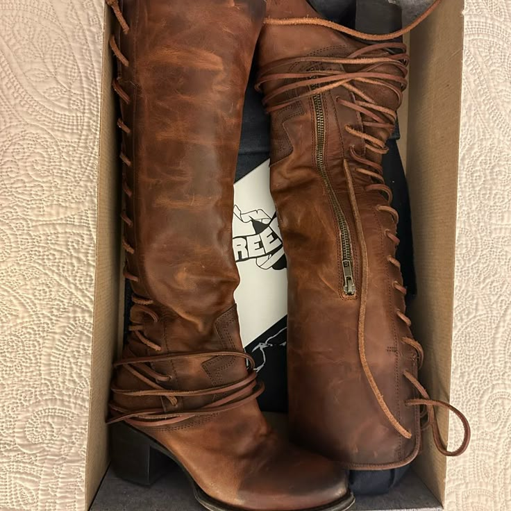 Used Once Only, Great Condition Freebird Shoes, Freebird Boots, Birthday Inspo, Fashion Baby, Lace Up Boots, Cowboy Boots, Shoe Laces, Leather Boots, Baby Fashion