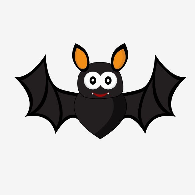 a black bat with orange eyes and large wings