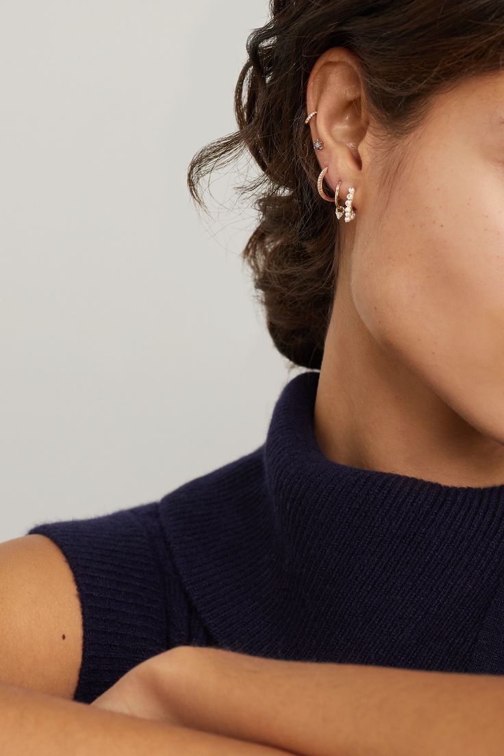 Gold 8mm 14-karat rose gold pearl hoop earring | MARIA TASH | NET-A-PORTER Tash Helix Earring, Maria Tash Earrings, Curated Ear, Jewelry Product Shots, Maria Tash, Rose Gold Pearl, Silver Gold Jewelry, Pearl Hoop Earrings, Single Earring