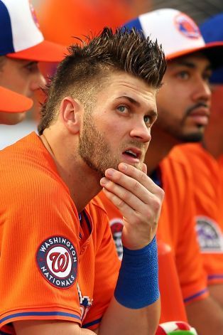 Kris Bryant Haircut, Bryce Harper Haircut, Bryce Harper Hair, Baseball Haircuts, Basketball Compression Pants, Mohawk For Men, Mohawk Haircut, Mohawk Hairstyles Men, Mullet Haircut