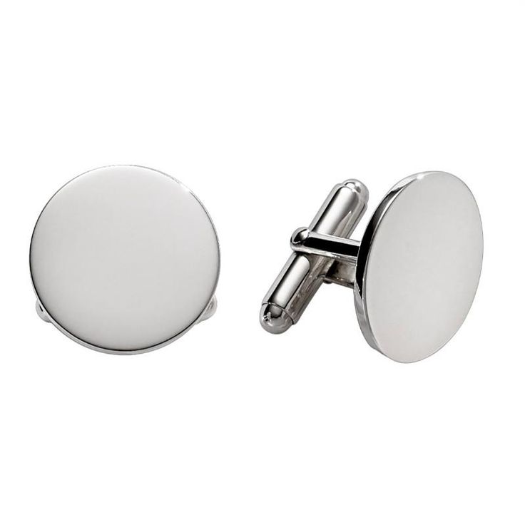 A pair of plain sterling silver round shaped cufflinks. Looks best machine engraved with the circle block monogram. Diameter: 0.75" Engraving Fonts, Script Monogram, Circle Monogram, Round Circle, Monogram Styles, Silver Cufflinks, Jewel Box, The Circle, Cuff Links