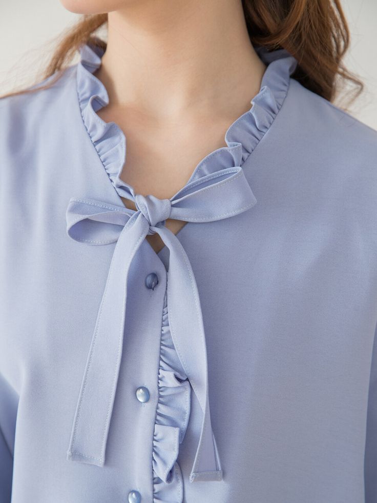 Editor's NotesThis product is a feminine blouse with frill decorations at V-neck and front placket. It features a design that is styled by tying a string attached to the neckline and has a voluminous feel by adding shirring to the shoulder to create a feminine yet cute mood. In addition, buttons are dyed in the same color as the fabric color to give a sense of unity.- Frill decorations at V-neck and front placket- A design that is styled by tying a string attached to the neckline- A voluminous feel by adding shirring to the shoulder - Buttons dyed in the same color as the fabric colorMeasurements(in.) Size: One Size(XS-M) - TotalLength: 24.01in.- Shoulder: 14.37in.- Chest: 18.89in.- Hem: 18.89in.- Sleeve Length: 23.62in. *Model info:(Alina) Height 5' 64, Tie Neck Ruffle Blouse For Daywear, Feminine Tie Neck Tops For Daywear, Summer Tie Neck Blouse With Ruffles, Summer Office Blouse With Tie Sleeves, Daywear Blouse With Tie Sleeves And Tie Neck, Feminine Blouse With Tie Sleeves And Tie Neck, Daywear Tie Neck Blouse With Ruffles, Ruffled Tie Neck Blouse For Work, Tie Neck Ruffled Blouse For Workwear