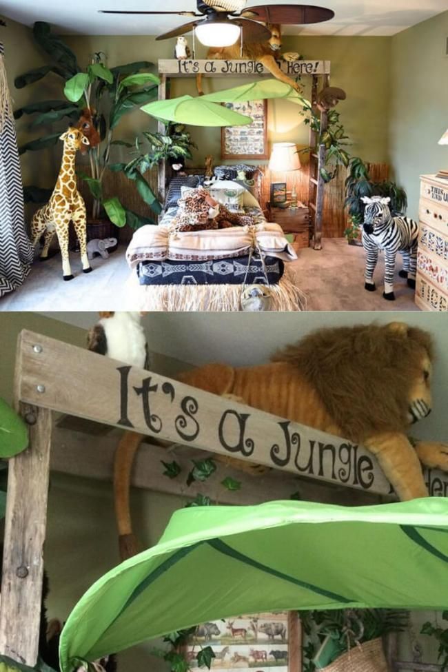 there are two pictures of the inside of a house with animals and plants in it