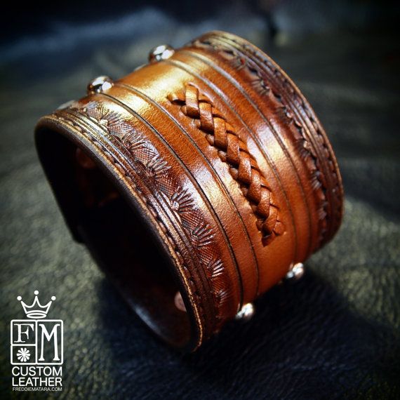 Leather cuff bracelet Classic Old West Brown by mataradesign Classic Engraved Brown Leather Bracelet, Classic Brown Engraved Leather Bracelet, Classic Brown Leather Strap Cuff Bracelet, Luxury Brown Cuff Bracelet As Gift, Luxury Leather Bracelet Engraved, Distressed Brown Leather Cuff Bracelet, Rustic Leather Cuff Bracelet With Leather Strap, Rustic Leather Cuff Bracelet, Rugged Leather Bracelets