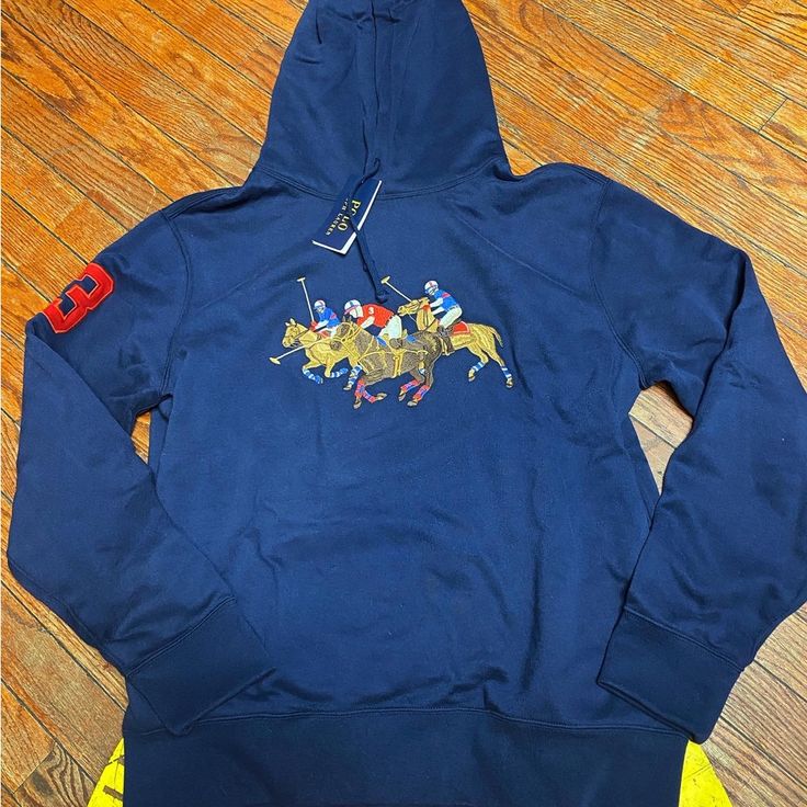 Ralph Lauren Blue Long Sleeve Sweatshirt With Logo, Blue Hoodie With Logo Detail, Casual Blue Hoodie With Logo Detail, Blue Long Sleeve Hoodie With Logo Detail, Casual Blue Hoodie With Logo, Blue Long Sleeve Hoodie With Logo, Blue Hooded Sweatshirt With Logo Detail, Blue Winter Hoodie With Logo Detail, Blue Winter Hoodie With Logo