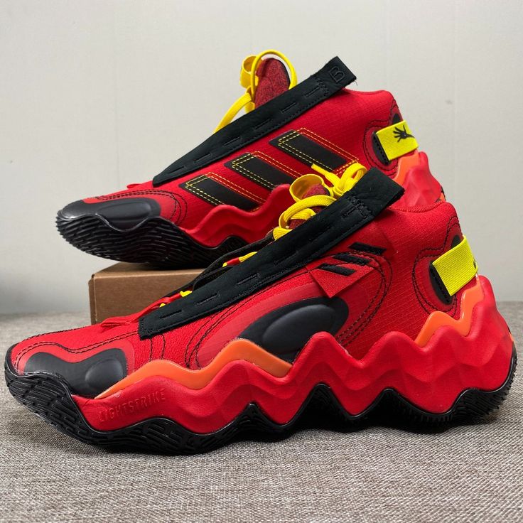 Brand: Adidas X Pixar Style: Gz2379 Size: Women's 9 Condition: Nwt. No Box. Never Used. Color: Vivid Red/Core Black/Team Yellow Fast Shipping! All Items Are Packed And Shipped Within One Business Day. Want To Save? Bundle Your Items Together! Read My Meet The Posher Profile For More Info. Please Check Out Our Closet For More Adidas! Red High-top Basketball Shoes With Abzorb Midsole, Red Low-top Basketball Shoes With Rubber Sole, Red Mid-top Sneakers With Boost Midsole, Red Mid-top Sneakers With Rubber Sole, Red Dynamic Low-top Custom Sneakers, Dynamic Basketball Shoes With Red Sole, Dynamic Red Lace-up High-top Sneakers, Sporty Red Basketball Shoes With Laces, Red Low-top Basketball Shoes With Laces