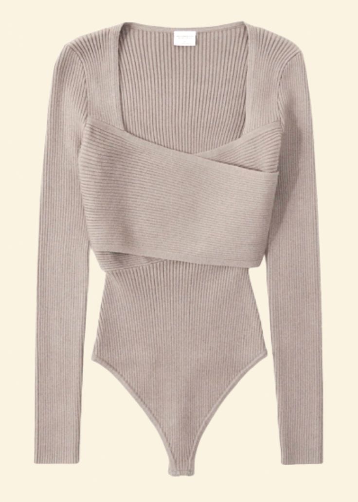 Bodysuit Sewing Pattern, Top Pattern Sewing, Wrap Front Sweater, Bodysuit Pattern, Wrap Bodysuit, Body Suit Outfits, Pink Bodysuit, Cutout Bodysuit, Knit Wrap