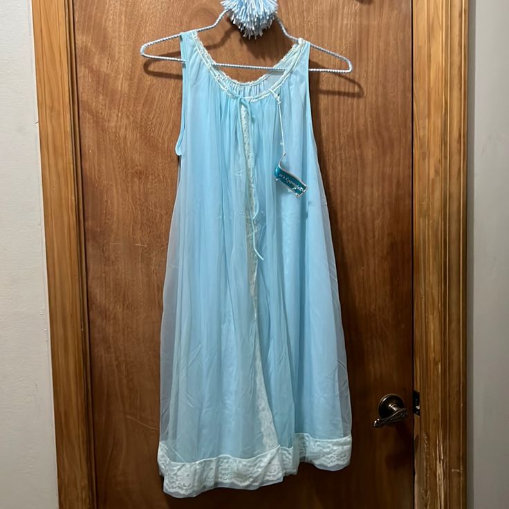 You Will Never See This Again. Still With Tags Size Large. Vintage Blue Nightgown For Hospital, Vintage Blue Dress For Sleepover, Blue Lace Trim Dress For Loungewear, Vintage Blue Nightgown For Bedtime, Vintage Blue Sleepwear For Pajama Party, Blue Vintage Nightgown, 1960s Lingerie, Vintage 1960s, Women's Intimates