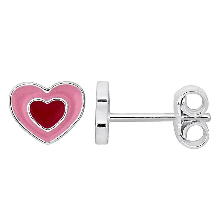 Accessorize in style with these Stella Grace Sterling Silver Pink & Red Enamel Heart Stud Earrings. Click on this JEWELRY & WATCHES GUIDE to learn about fit, styles, materials and more! Accessorize in style with these Stella Grace Sterling Silver Pink & Red Enamel Heart Stud Earrings. Click on this JEWELRY & WATCHES GUIDE to learn about fit, styles, materials and more! FEATURES Length: 6 mm x 7.3 mm Backings: post Nickel free Metal: sterling silver Plating: rhodium Finish: polished Packaging: bo Playful Pink Heart Earrings For Valentine's Day, Playful Pink Heart Earrings For Gift, Playful Pink Heart Earrings As Gift, Pink Round Heart Earrings For Valentine's Day, Playful Heart Charm Jewelry For Valentine's Day, Playful Pink Earrings For Valentine's Day, Red Heart Earrings For Mother's Day, Red Round Heart Earrings For Gift, Red Heart Earrings For Gift