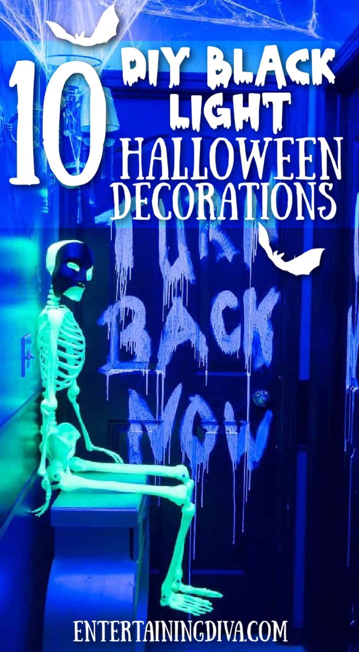 halloween decorations with the words 10 diy black light halloween decorations