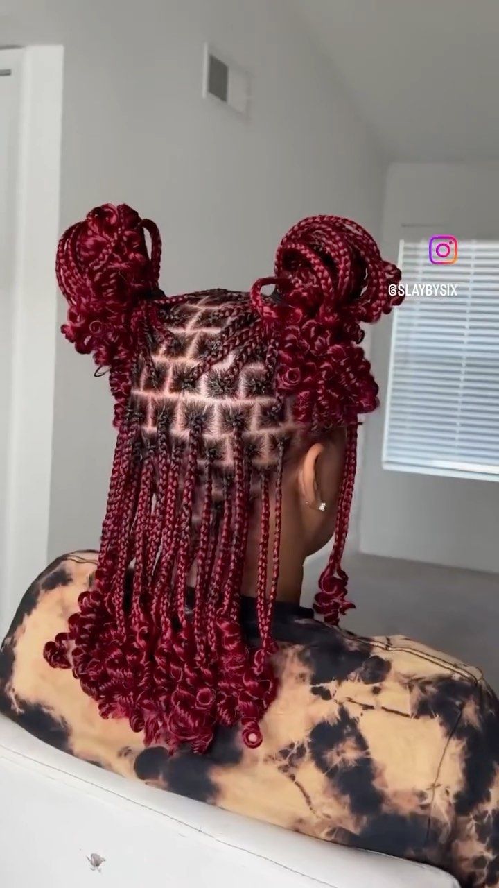 Best.Hairstylists.and.Barbers | Jacksonville, FL @slaybysix #HairCrush | Instagram Different Styles Of Braids Hairstyles, Twisting Braids Hairstyles, Braid And Twist Hairstyles, Braid Twist Hairstyles, Red Braided Hairstyles, Hairstyles With Locs, Braided Hairstyles Red, Natural Hair Styles Twist, Black And Red Braids