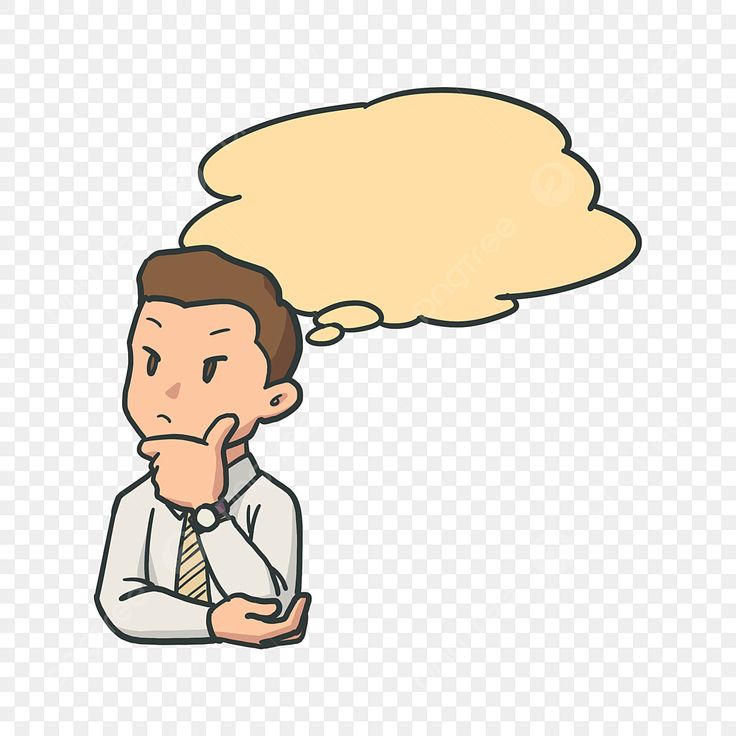 a man with a thought bubble above his head on a transparent background png clipart