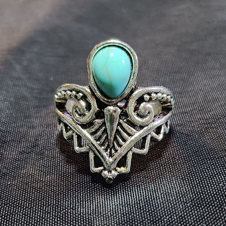 Sterling Silver, Hypoallergenic, Won't Tarnish. Size 6. Inspo Art, Opal Diamond Ring, Clover Ring, Silver Turquoise Ring, Bee Ring, Natural Gemstone Ring, Turquoise Ring Silver, Chevron Ring, Jewels Rings