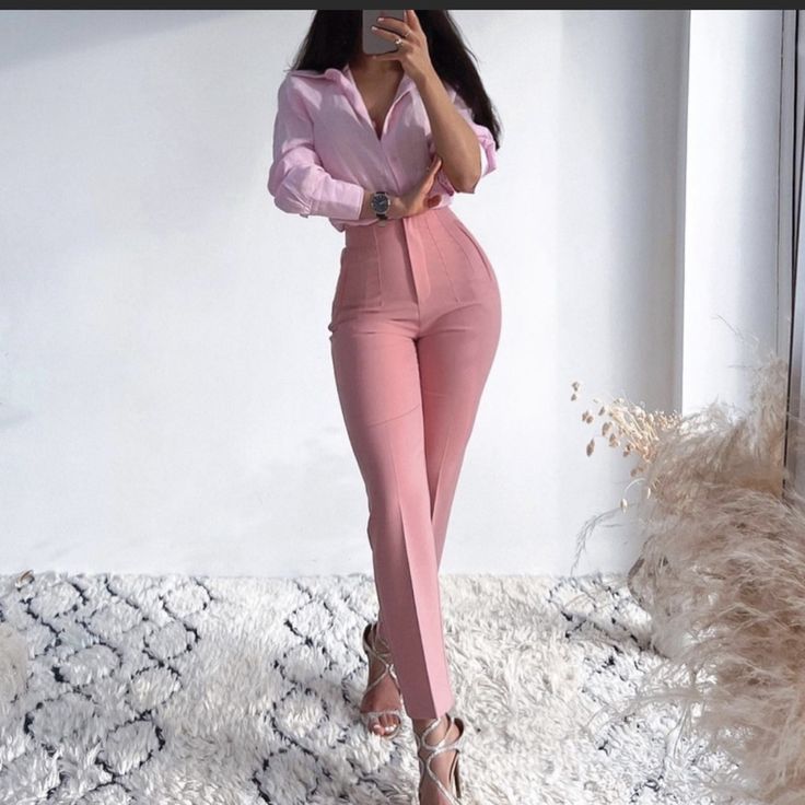 Zara High Waited Pink Pants High-waisted Summer Office Pantsuit, High Waist Summer Pantsuit For Office, Summer High Waist Office Pantsuit, Pink Fitted Office Bottoms, Pink Tailored Bottoms For Office, Tailored Pink Bottoms For Office, Pink Straight Dress Pants For Office, Spring High-waisted Office Pants, High Waist Office Pants For Summer