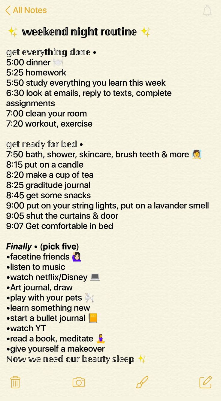 Weekend Morning And Night Routine, Perfect Routine For School, Perfect Night Routine Weekend, Sunday Night Routine School, Productive Day Routine Schedule Weekend, Weekday Night Routine, Weekend Night Routine List, Work Night Routine, Weekend Evening Routine