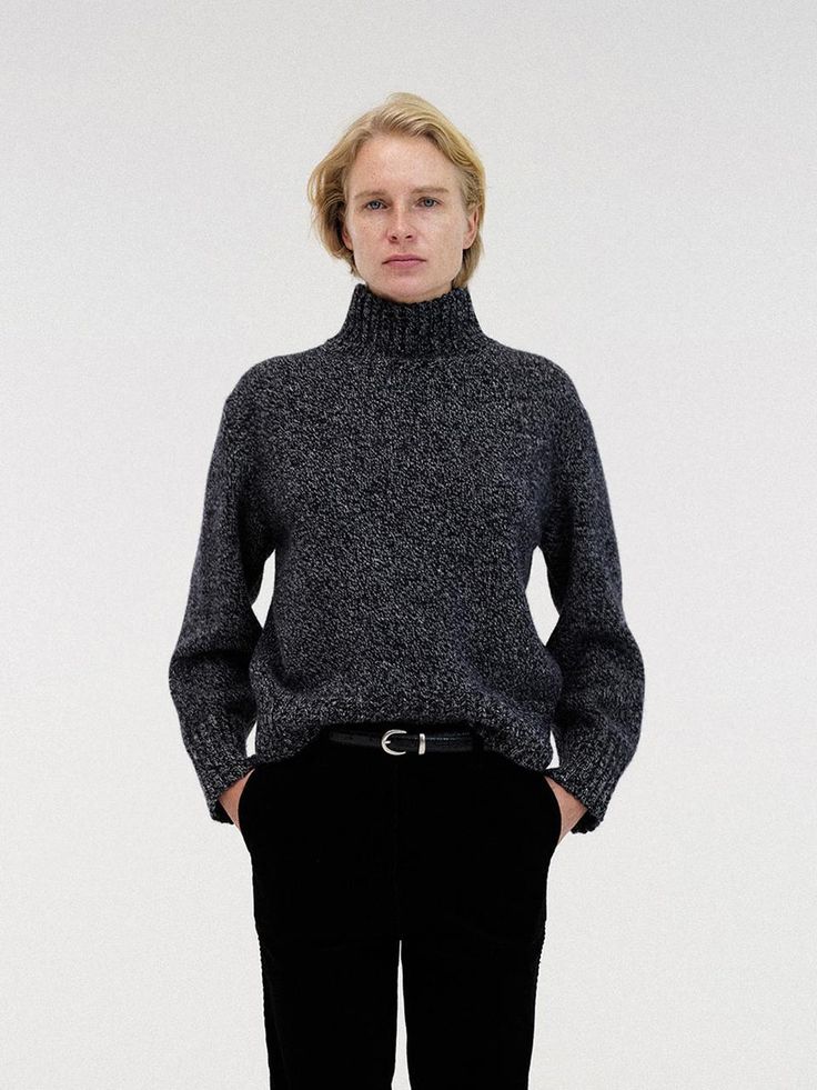 It is exceptionally soft and durable.We just want to reach out and touch this perpetually chic sweater.Designed for all wearing occasions and endless adventures. - Relaxed fit cozy wool sweater- Basic designe with turtle neck  - Ribbed hem and cuffs - We love the modern kind of cozy sweater- It fits loosely and easily- Super soft, no wardrobe is complete without this forever-polished knit Wool Polo Sweater With Funnel Neck For Fall, Wool Funnel Neck Polo Sweater For Fall, Winter Workwear Textured Knit Turtleneck, Wool Turtleneck For Workwear, Wool Turtleneck For Work, Merino Wool Funnel Neck Sweater For Fall, Wool Turtleneck Polo Sweater, High Neck Wool Sweater For Work, Winter Wool Sweater With Funnel Neck