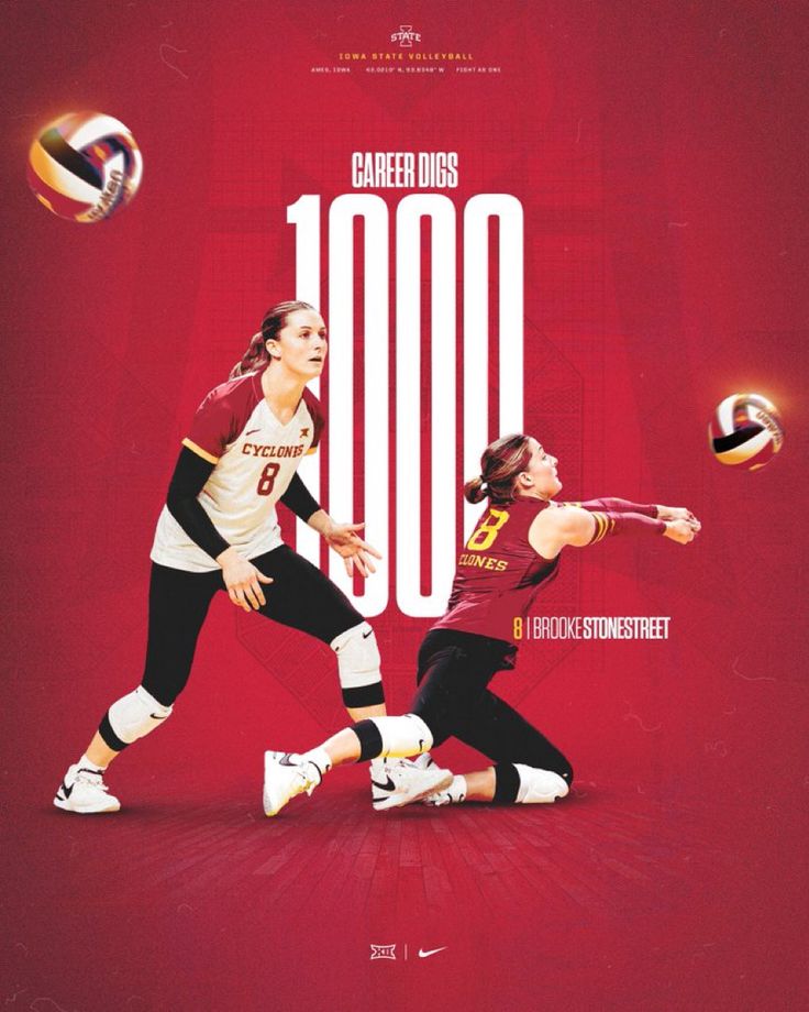 two women playing volleyball against each other in front of a red background with the number 100 on it