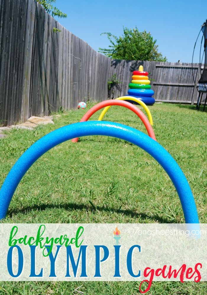 an inflatable pool ring with the words backyard olympic games on it and above it