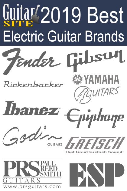 the guitar logo is shown in different styles and colors, including black, white, blue,