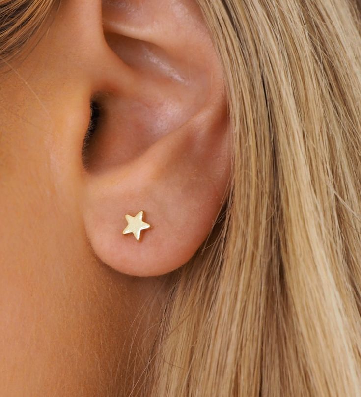 Stellaris Star Earrings 18K Gold Electroplated Hypoallergenic Earring Post Size: approx. 0.2 inch Everyday Star Shaped Pierced Earrings, Minimalist Yellow Gold Star Earrings, Silver Star-shaped Gold Plated Earrings, Gold Plated Star-shaped Pierced Earrings, Dainty Yellow Gold Star Earrings, Elegant Gold Cartilage Earrings With Star Charm, Star-shaped Pierced Earrings As Gift, Star-shaped Pierced Earrings For Gifts, Gold Nickel-free Star Cartilage Earrings