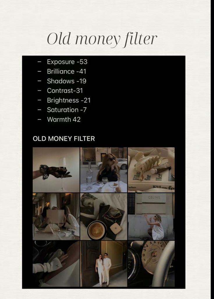 an advertisement for old money filter