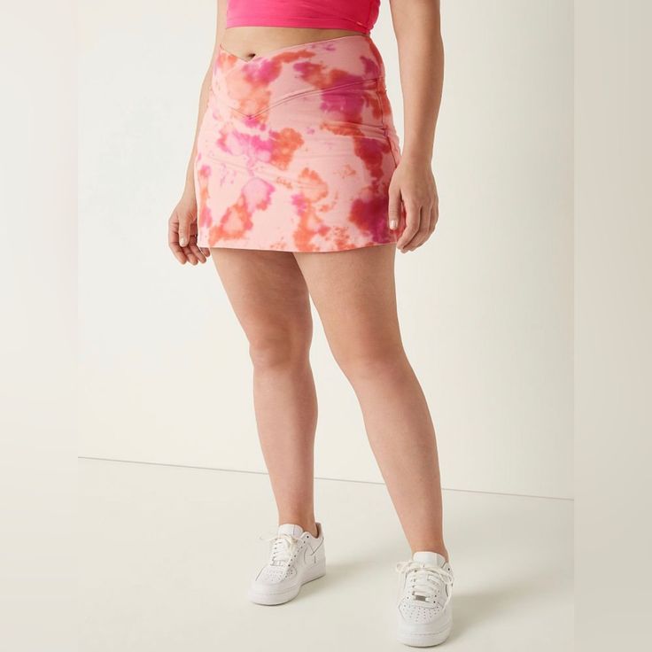 Nwt Pink Victoria’s Secret High Waist V Crossover Skort Peach Pink Tie Dye Large Brand New With Tags Pink Peach Orange Tie Dye Splatter Print Built In Shorts Very Stretchy Womens Size Large Waist 14.5" Length 16" Casual High Waist Pink Mini Skirt, Casual Pink High-waisted Mini Skirt, High Waist Pink Skort, Pink Stretch Short Skirt, Victoria's Secret Pink Bottoms For Summer, Fitted Pink Bottoms From Victoria's Secret, Fitted Victoria's Secret Pink Bottoms, Fitted Pink Victoria's Secret Bottoms, Pink Fitted Skort