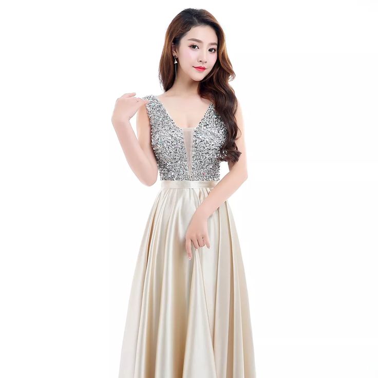 FREE SHIPPING New Gown V-Neck Beads Bodice Open Back A Line Long Evening Dress Party Elegant Vestido JKP1539 Elegant V-neck Gown With Rhinestones, Gold Embellished V-neck Dress, V-neck Rhinestone Dress For Gala, Elegant V-neck Evening Dress With Rhinestones For Prom, Sequined V-neck Gown For Prom, V-neck Rhinestone Dress For Prom Season, Gold Embellished V-neck Sequin Dress, Gold Embellished Sequin V-neck Dress, Glamorous Satin V-neck Gown