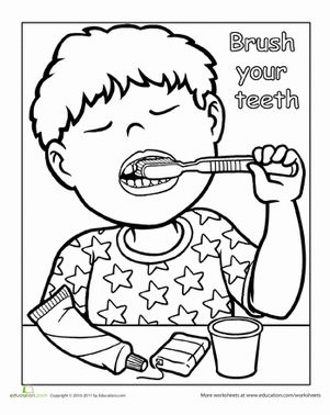 Preschool Life Learning Worksheets: Words To Live By: Brush Your Teeth Teeth Coloring Page, Tooth Preschool, Dentist Crafts, Dental Health Unit, Dental Health Week, Dental Health Preschool, Dental Health Activities, Color Worksheets For Preschool, Community Helpers Preschool