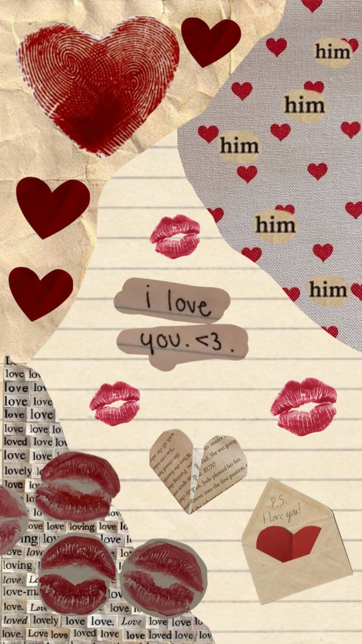 collage of paper with hearts and love notes on it, including the words i love you - 3